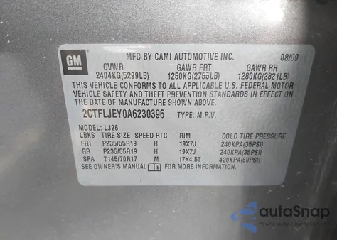 2010 GMC Terrain Slt-2 from USA, damaged, VIN 2CTFLJEY0A6230396